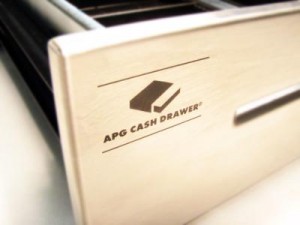 front of cash drawer logo