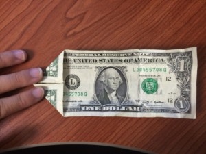 Money Origami Shirt - step 3