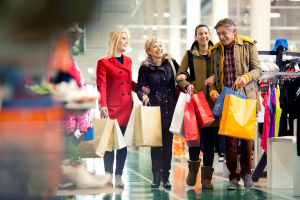 Family shopping in retail store