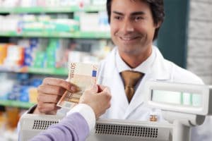 Cashier accepting cash payment